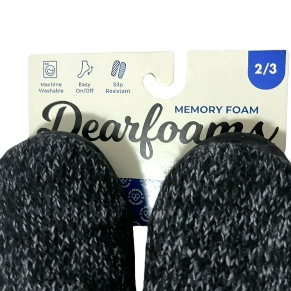 NEW Dearfoams Kids Knit Slippers Sz 2/3